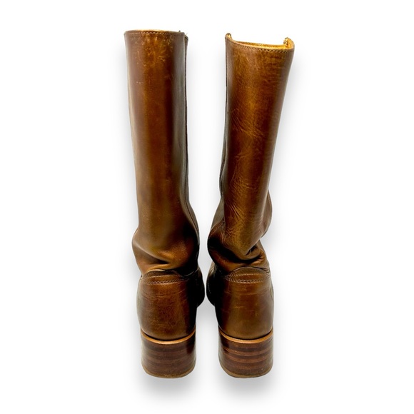 FRYE Campus Leather Vintage Heeled Boots Brown Pull On Square Toe 8 Women’s - Picture 4 of 12